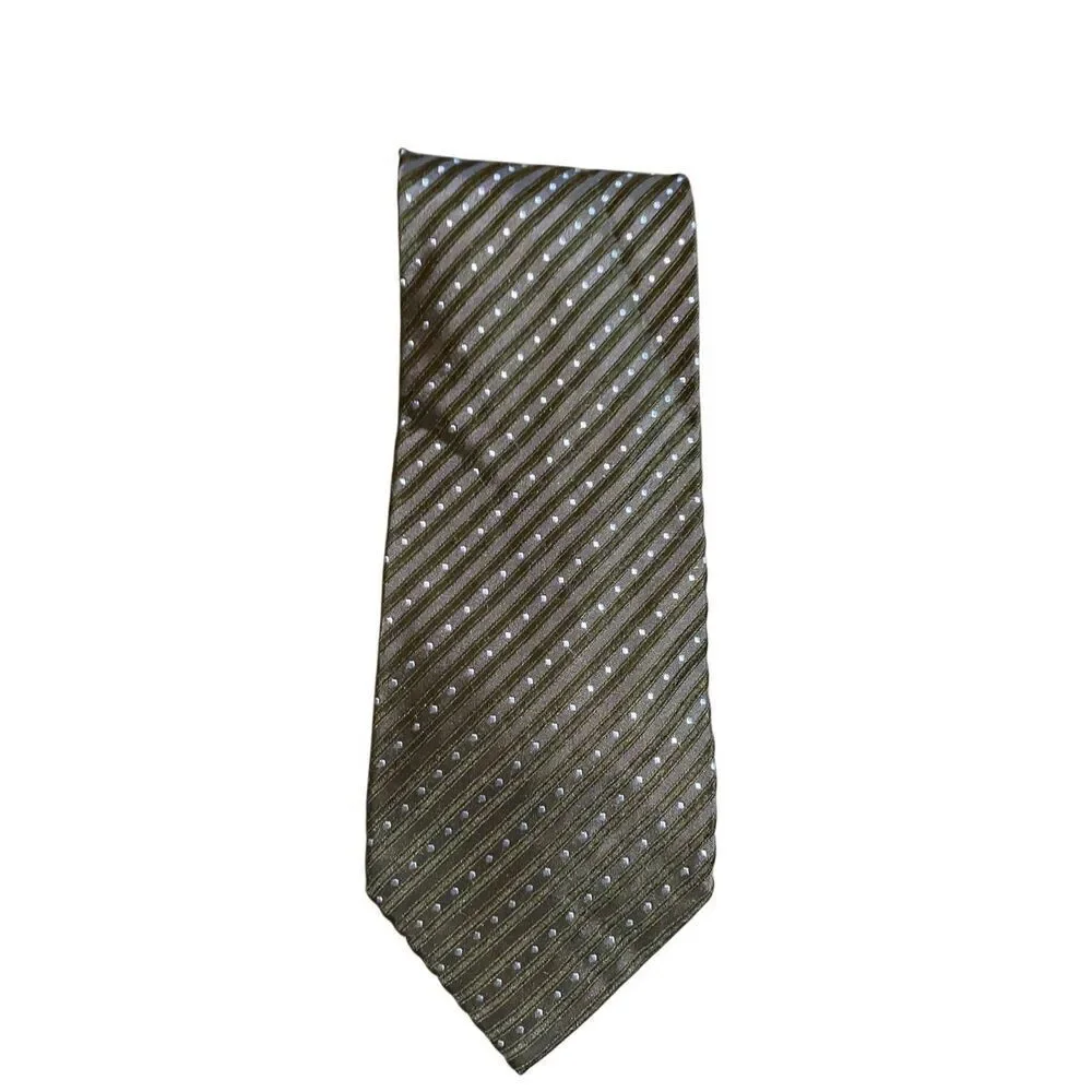 Valerio Gasati men’s vintage blue and black polkadot, silk tie 57